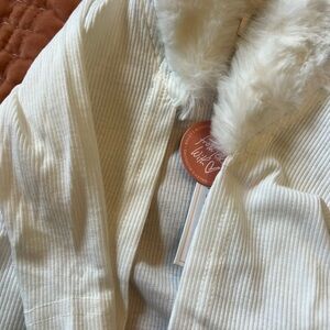White Faux Fur Collar Baby Cardigan
